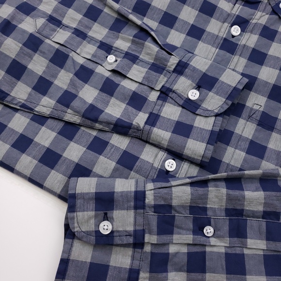 J Crew Mercantile Flex Blue Medium Checked Gray Sh - Picture 4 of 8